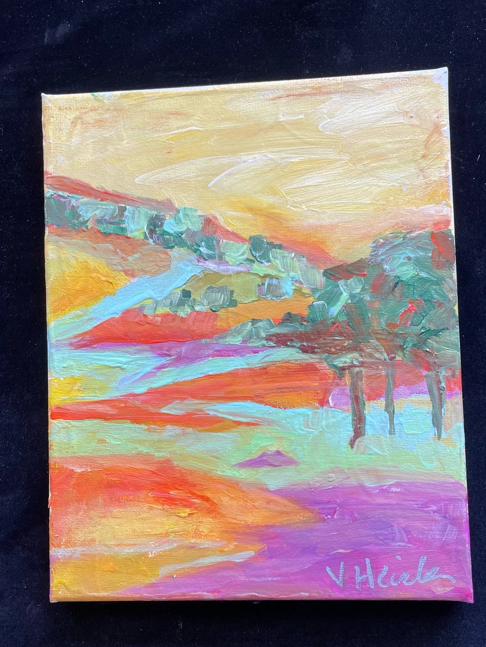“Morning Sunshine Acrylic Painting Original Painting Small 10”x8”Handmade - Picture 4 of 12